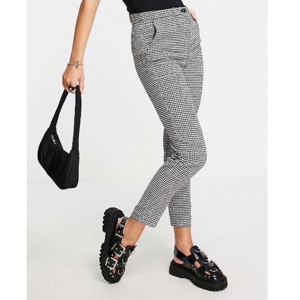 NWT ASOS Monki slim leg houndstooth/dogstooth black and white pants